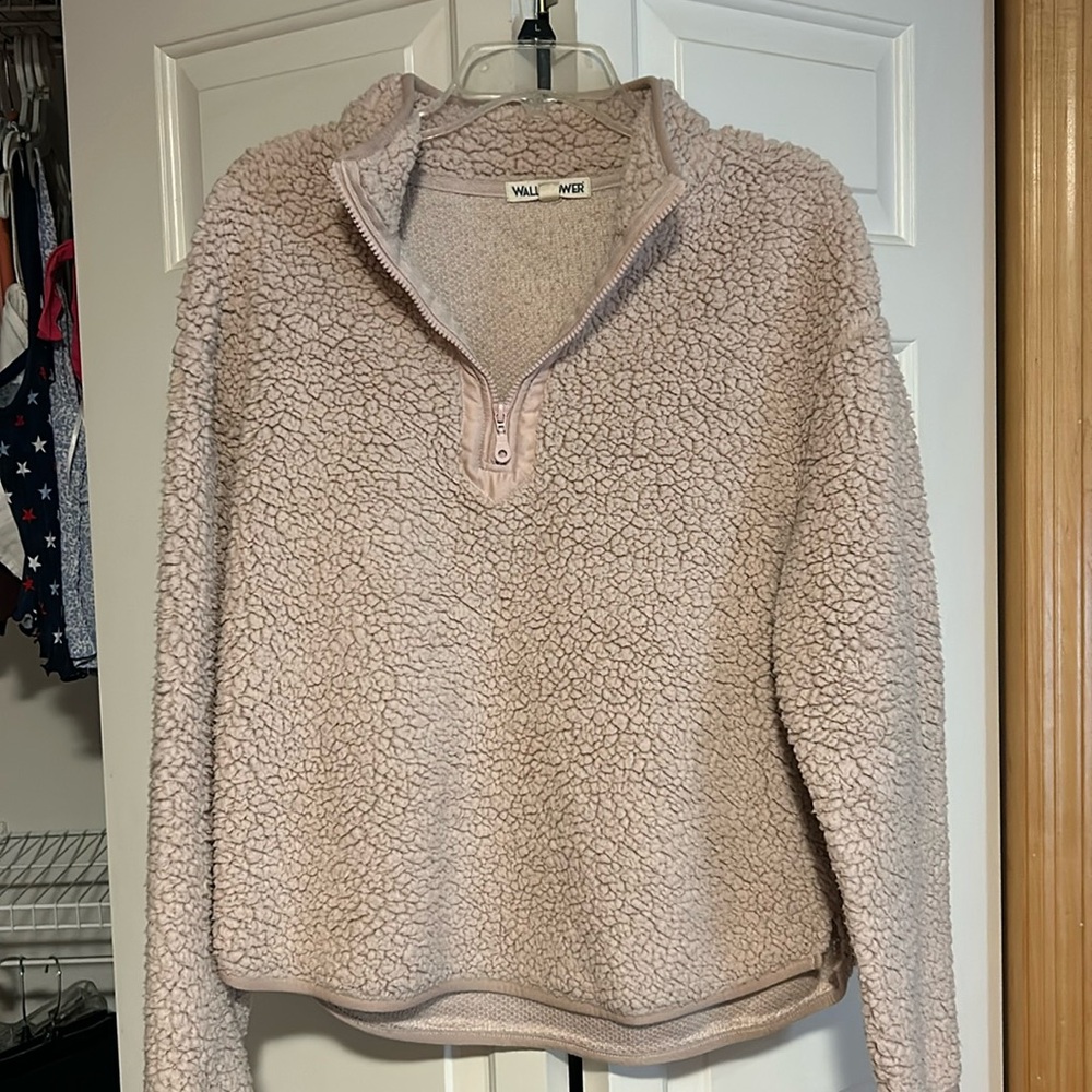 Wallflower - Sherpa quarter zip - light pink - sz xl